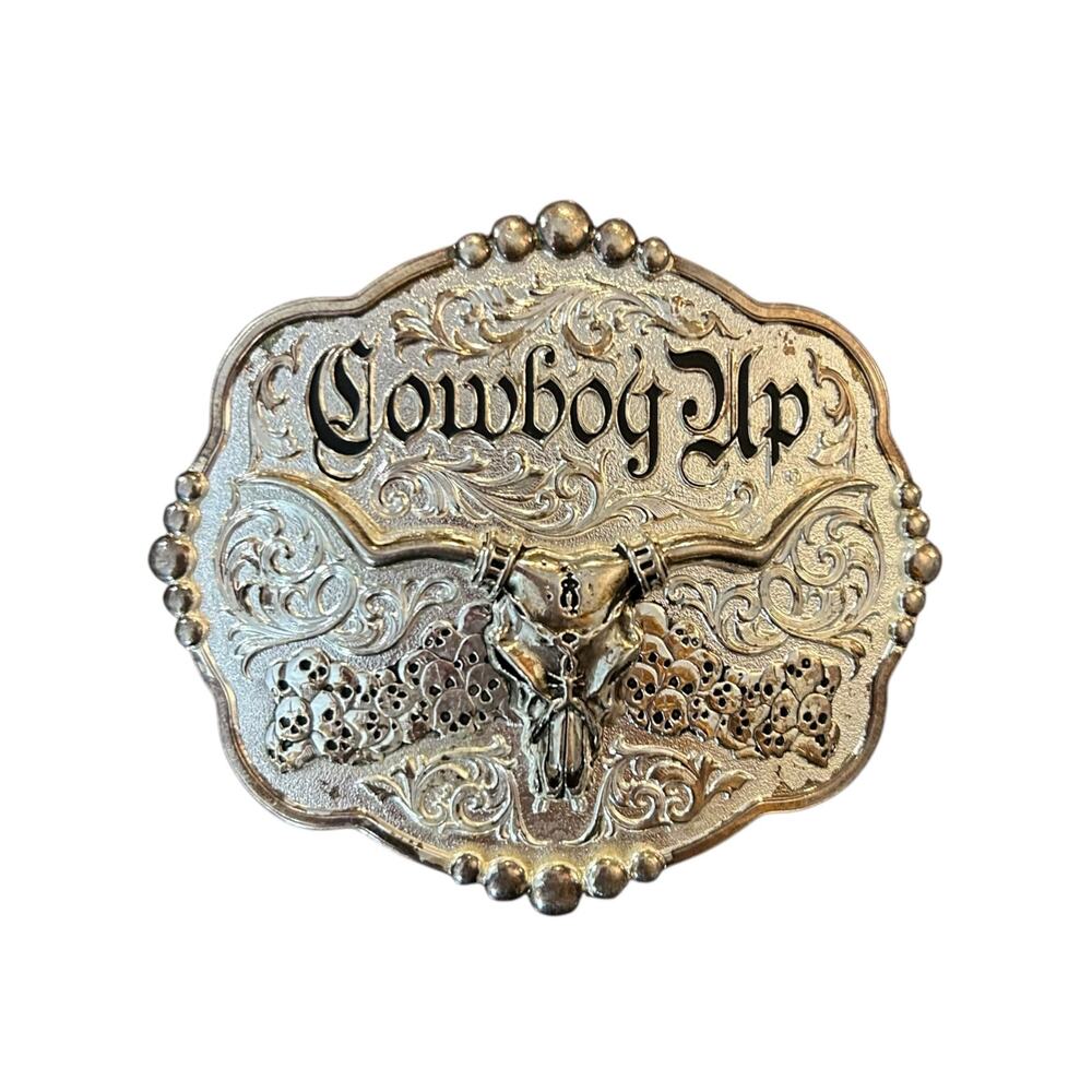 Montana Silversmiths Belt Buckle Cowboy Up Longhorn Skulls Western Rodeo Cowgirl